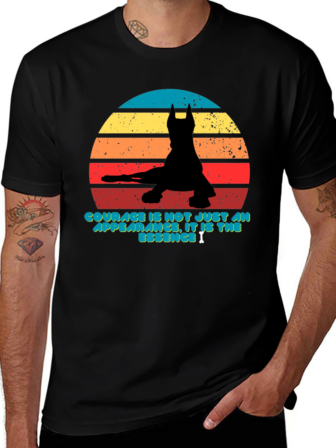 Courage Retro Dog Silhouette T-Shirt