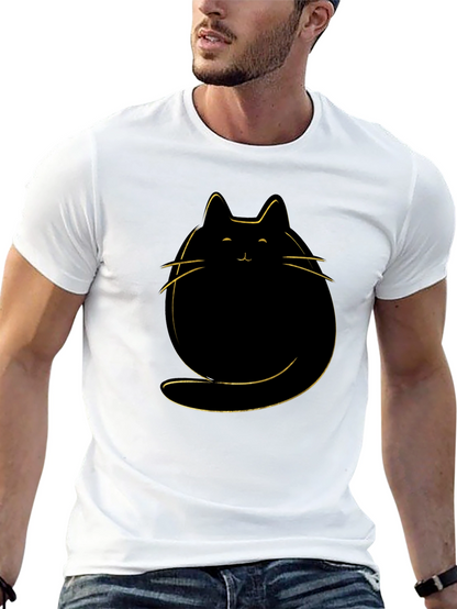 Cute Cat Graphic T-Shirt - Mens Black Tee