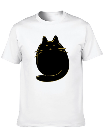 Cute Cat Graphic T-Shirt - Mens Black Tee