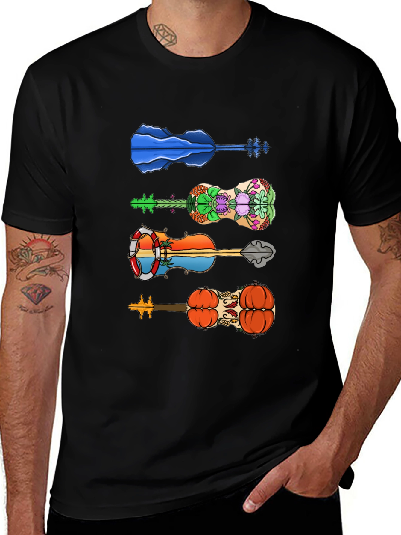 Funky Guitar Tee - Unique Design T-Shirt