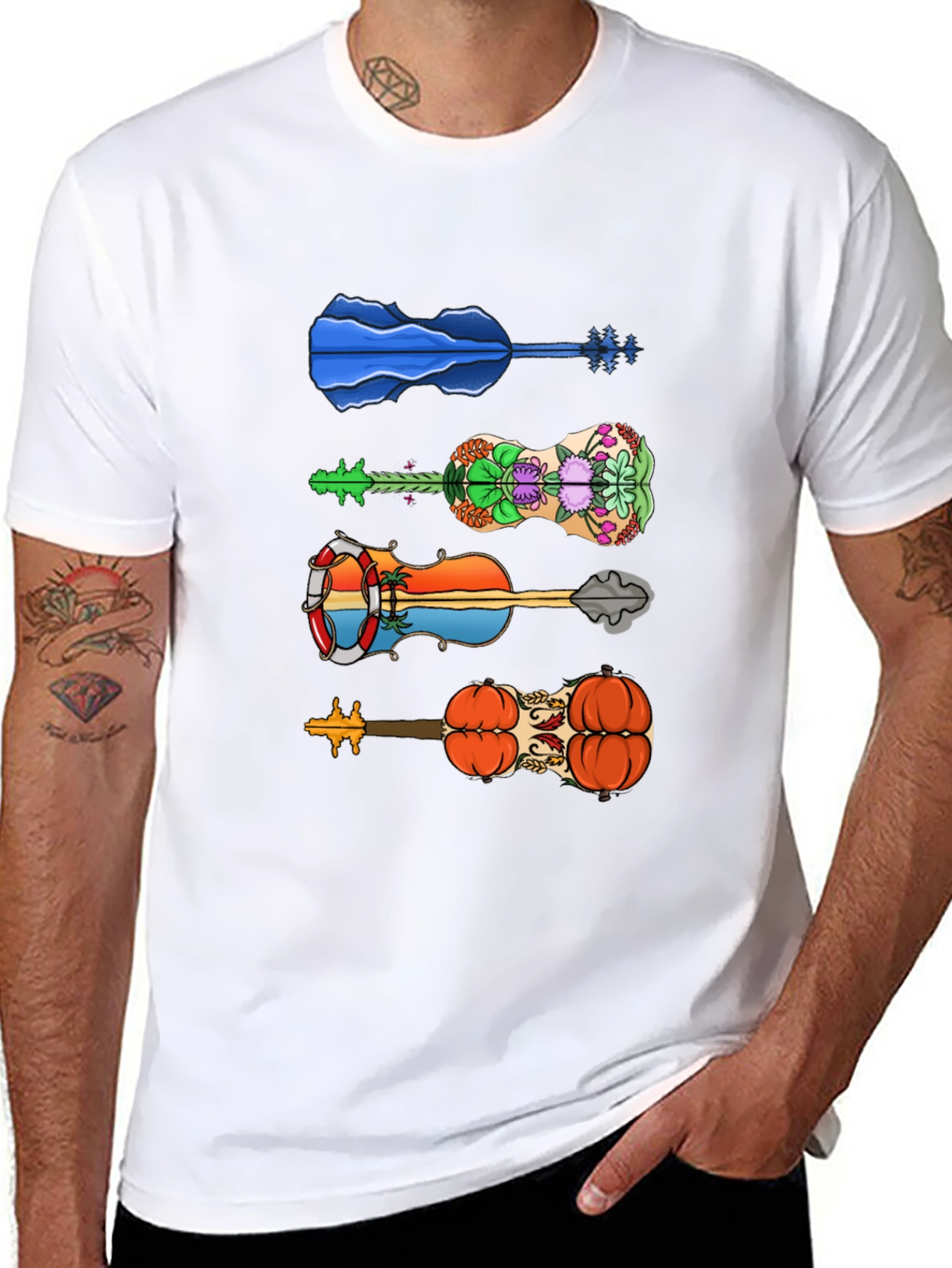Funky Guitar Tee - Unique Design T-Shirt