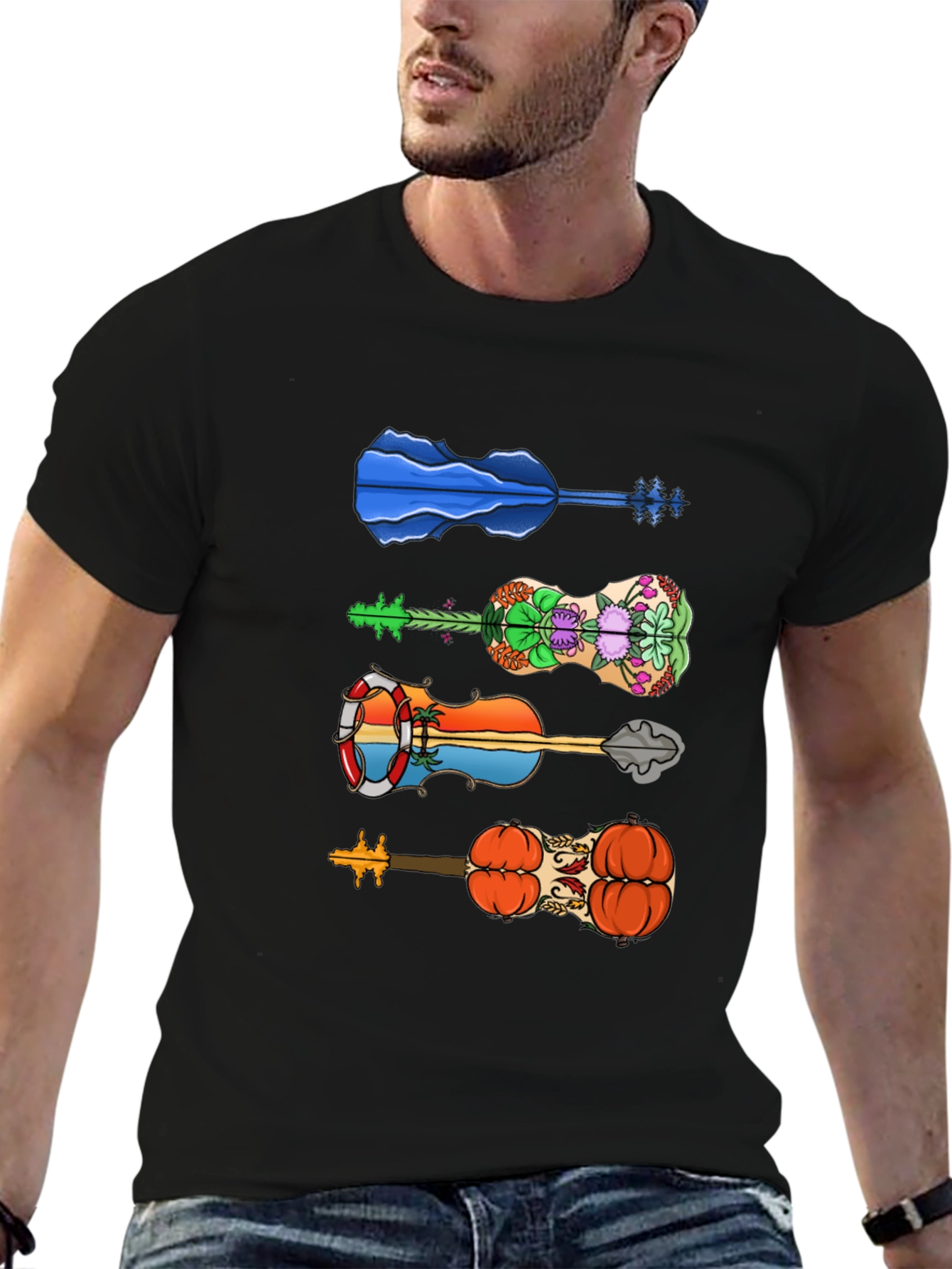 Funky Guitar Tee - Unique Design T-Shirt