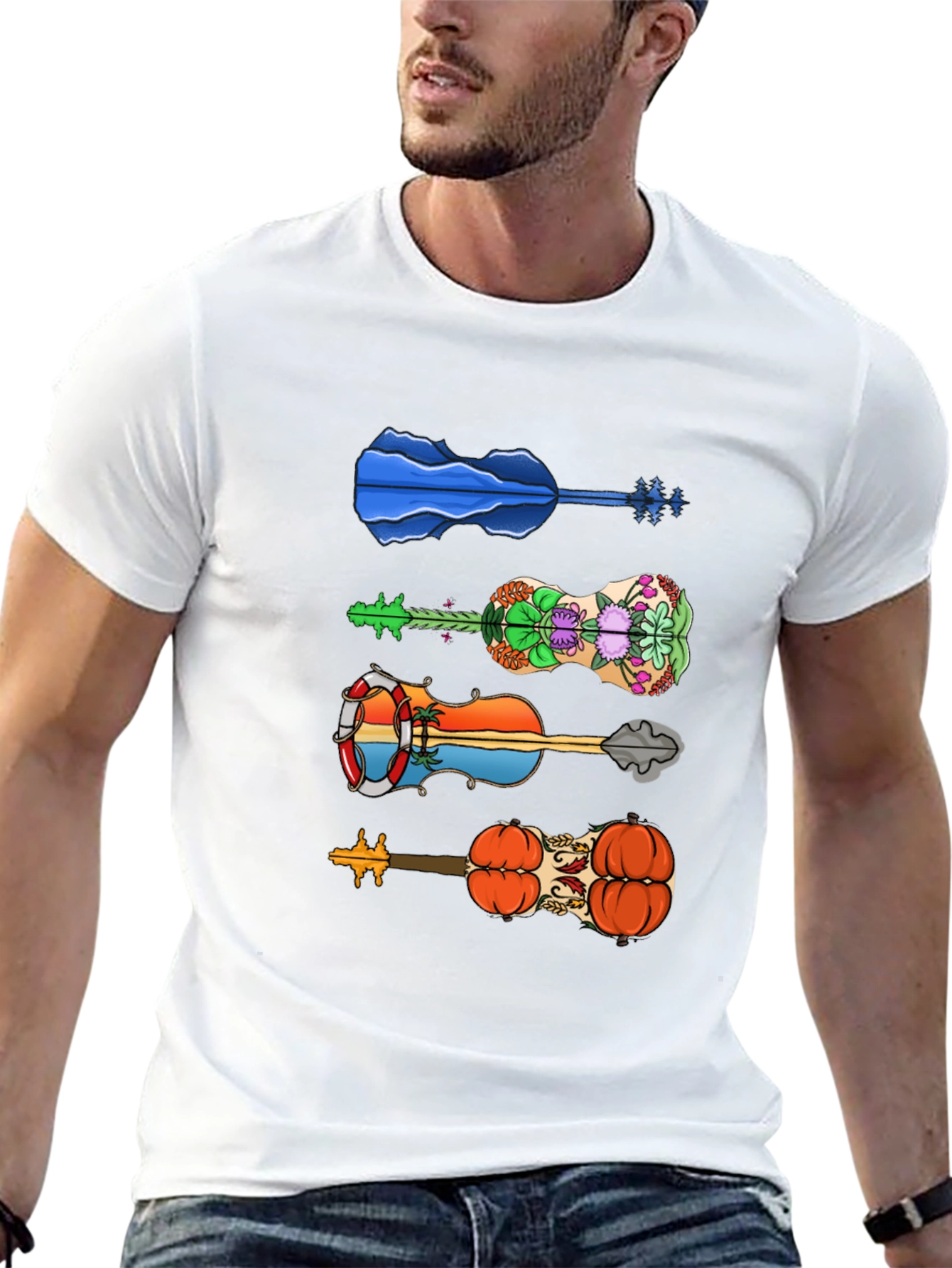 Funky Guitar Tee - Unique Design T-Shirt