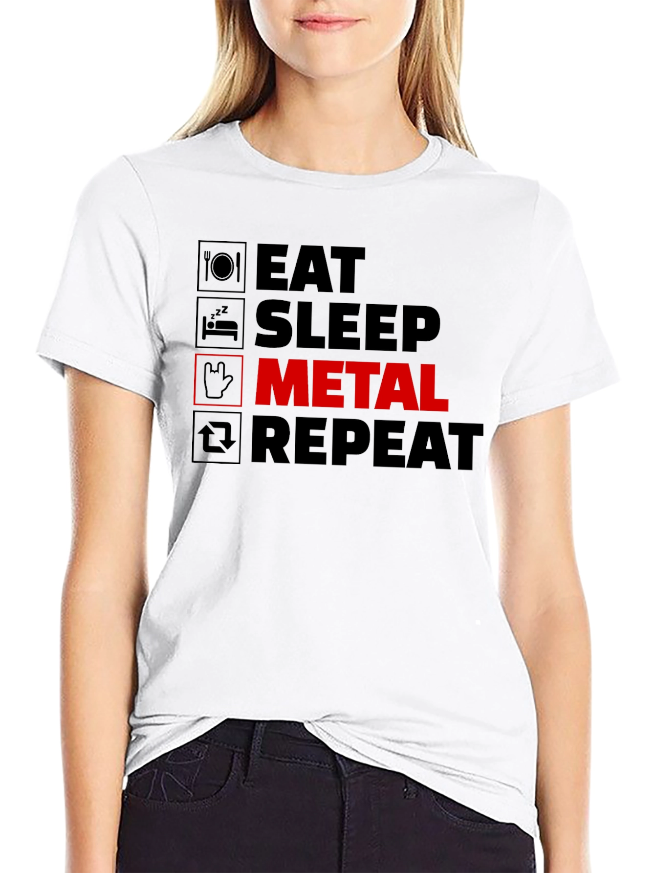 Eat Sleep Metal Repeat Black T-Shirt