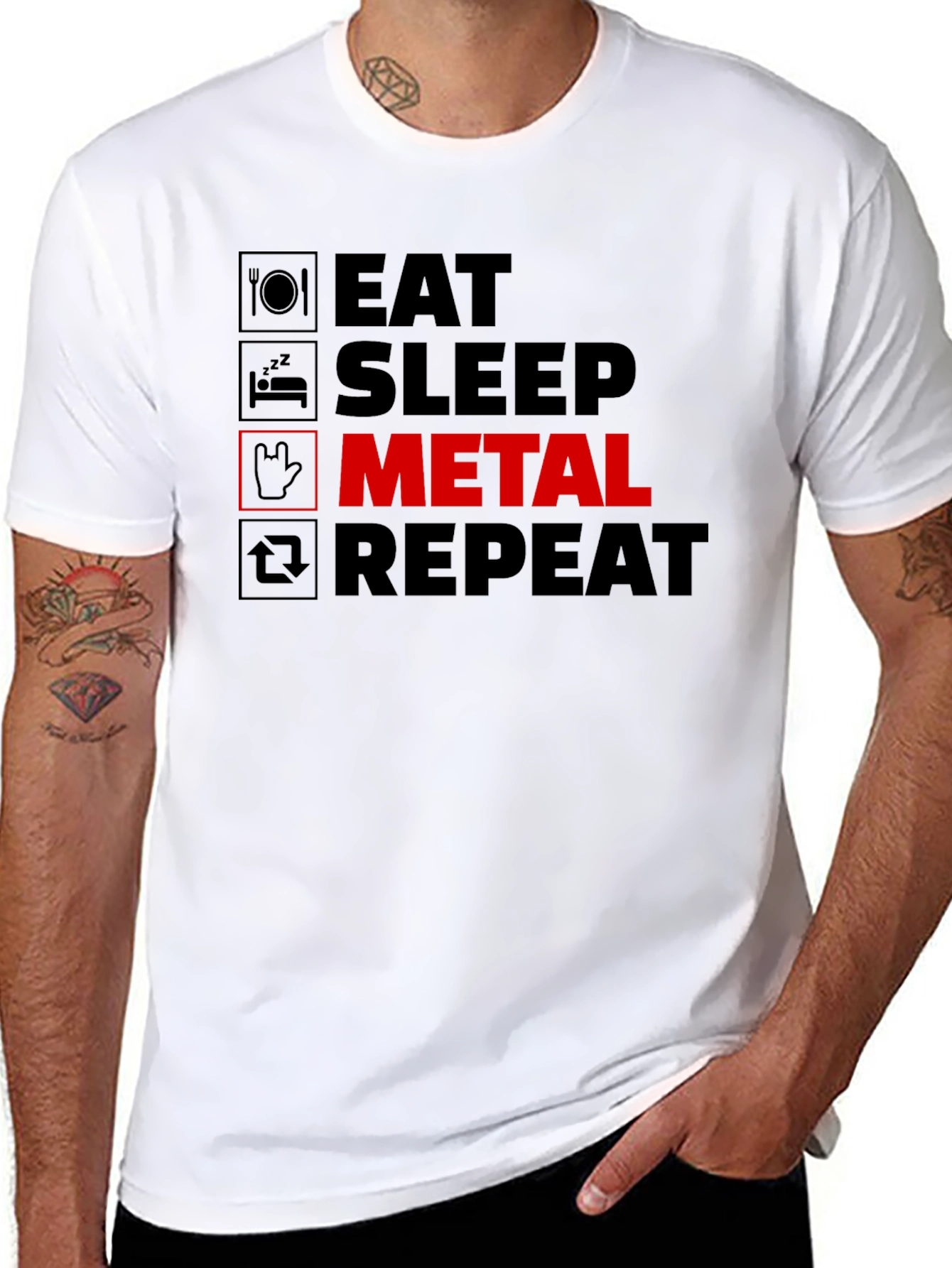 Eat Sleep Metal Repeat Black T-Shirt