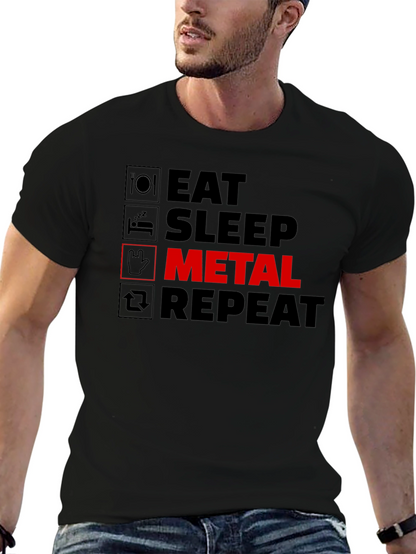 Eat Sleep Metal Repeat Black T-Shirt