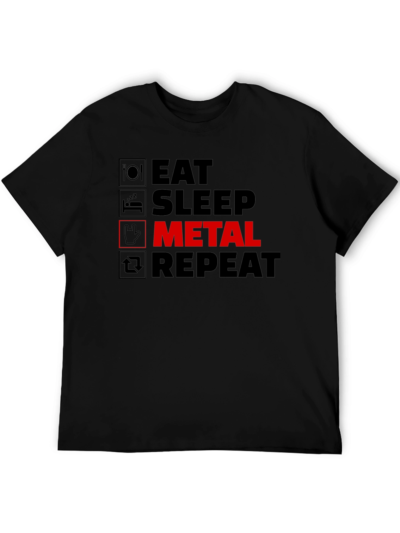 Eat Sleep Metal Repeat Black T-Shirt