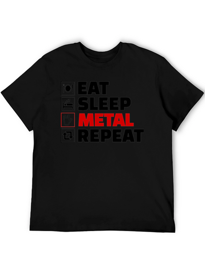 Eat Sleep Metal Repeat Black T-Shirt