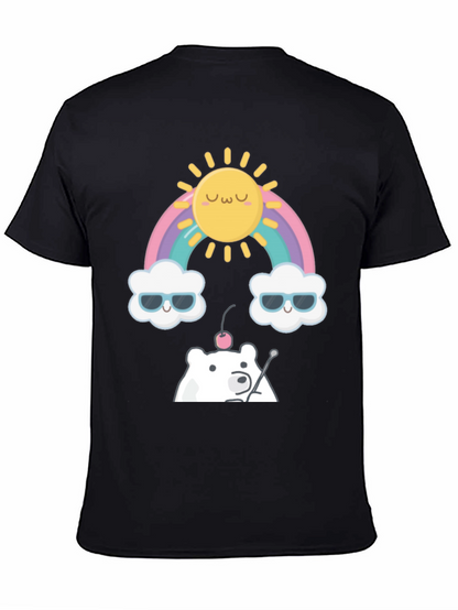 Kawaii Rainbow Bear Graphic Tee - Soft Cotton