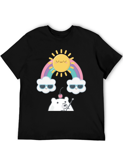 Kawaii Rainbow Bear Graphic Tee - Soft Cotton