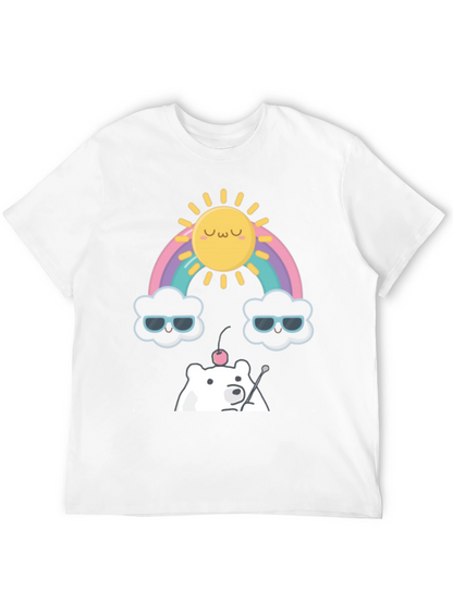 Kawaii Rainbow Bear Graphic Tee - Soft Cotton