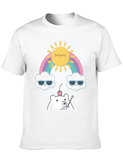Kawaii Rainbow Bear Graphic Tee - Soft Cotton