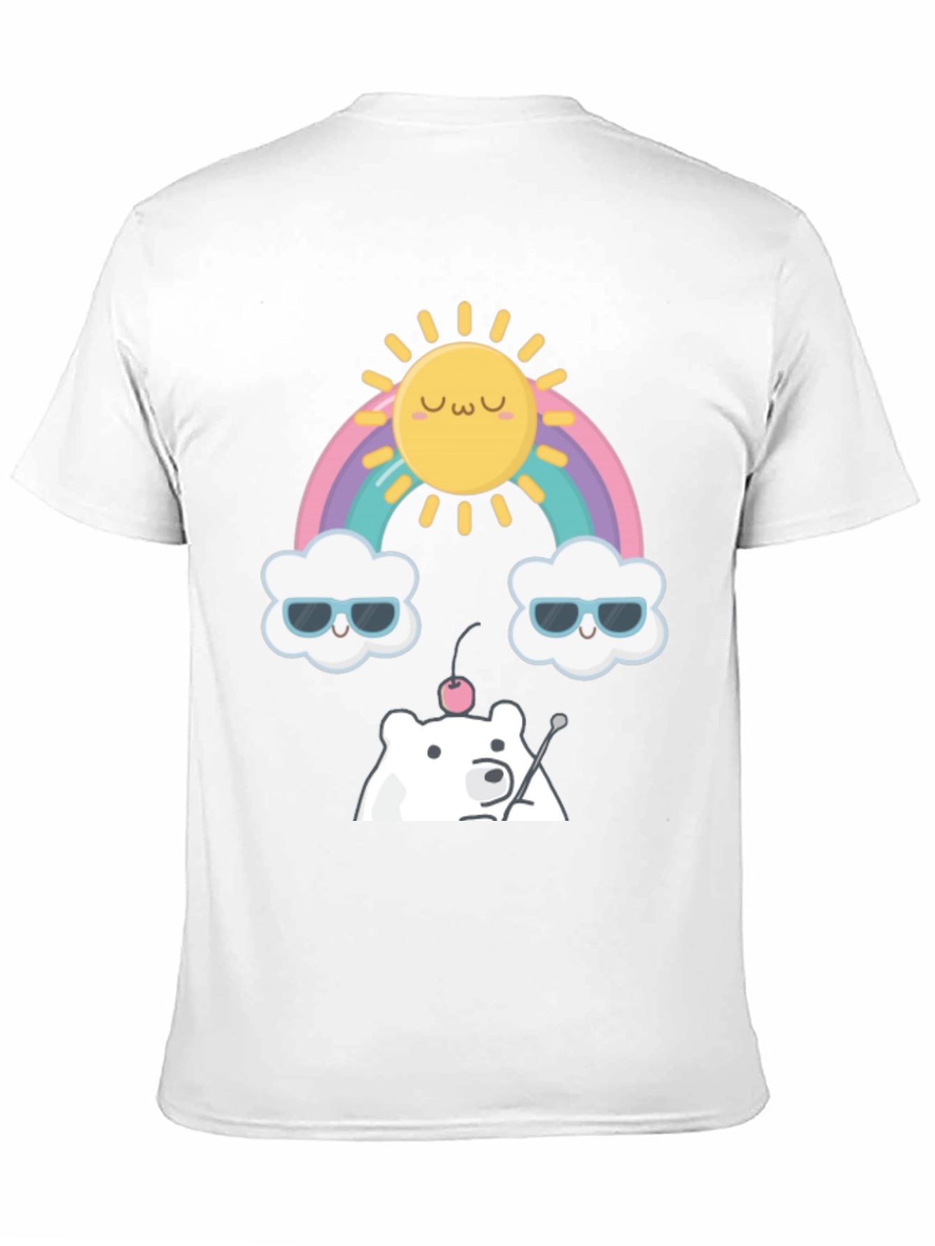 Kawaii Rainbow Bear Graphic Tee - Soft Cotton