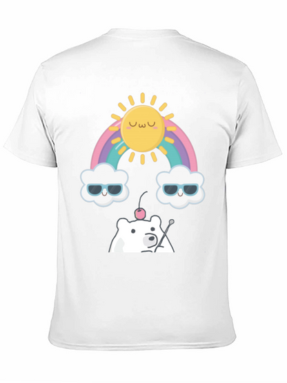 Kawaii Rainbow Bear Graphic Tee - Soft Cotton
