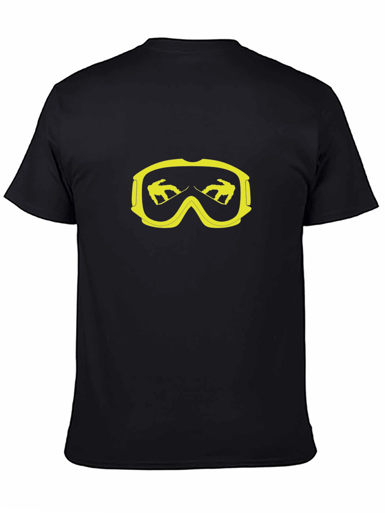 Cool Black T-Shirt with Yellow Snowboard Goggles Graphic