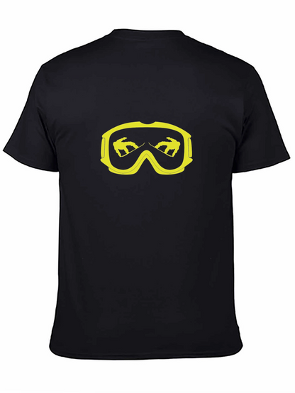 Cool Black T-Shirt with Yellow Snowboard Goggles Graphic