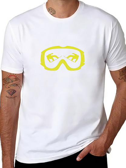 Cool Black T-Shirt with Yellow Snowboard Goggles Graphic
