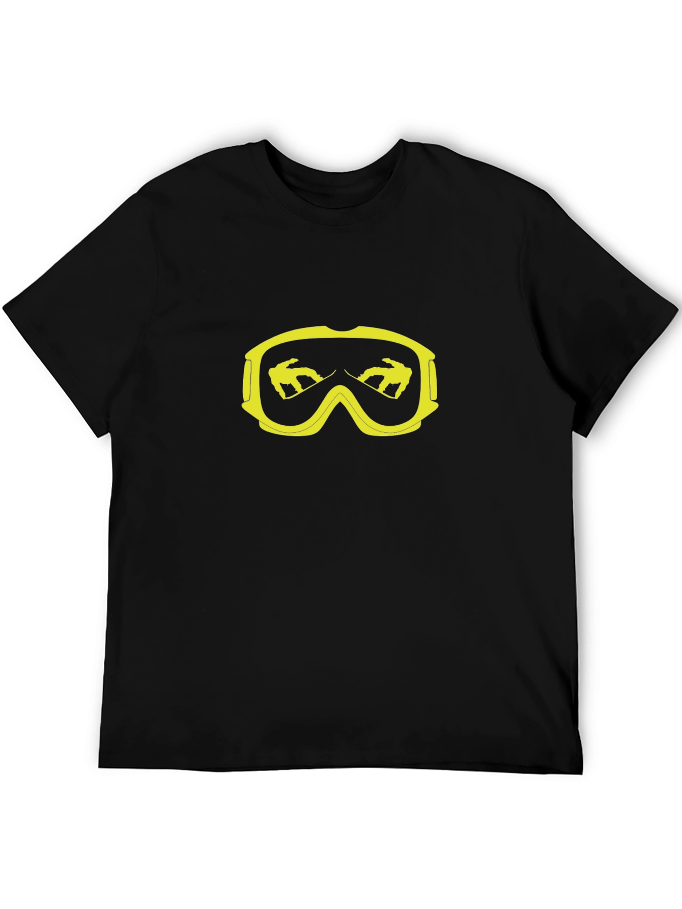 Cool Black T-Shirt with Yellow Snowboard Goggles Graphic