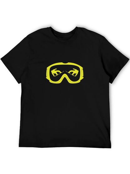 Cool Black T-Shirt with Yellow Snowboard Goggles Graphic