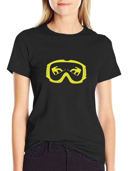 Cool Black T-Shirt with Yellow Snowboard Goggles Graphic