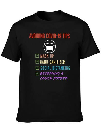 Avoiding Covid-19 Tips Novelty Graphic T-Shirt