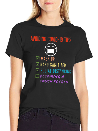 Avoiding Covid-19 Tips Novelty Graphic T-Shirt