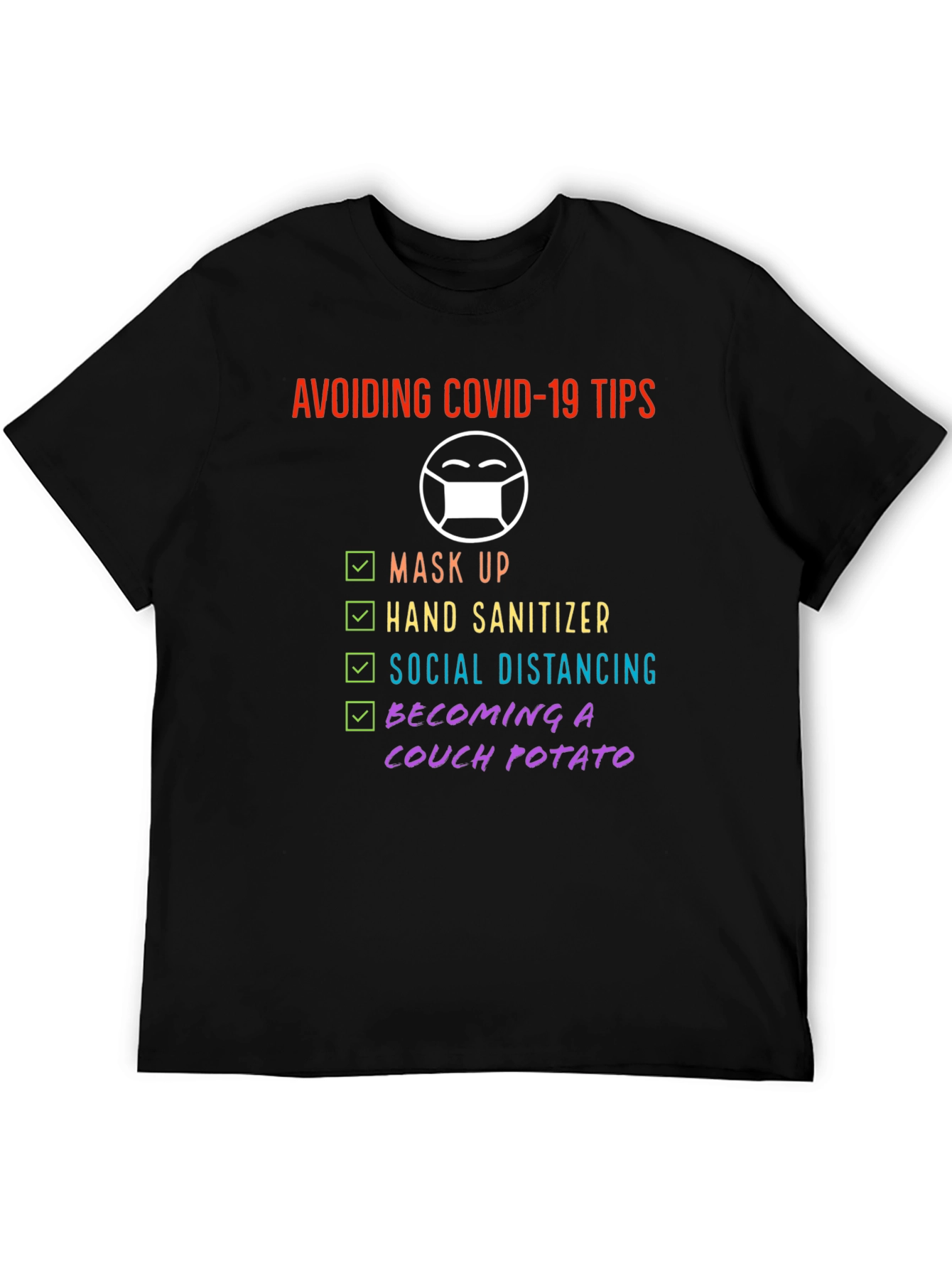 Avoiding Covid-19 Tips Novelty Graphic T-Shirt