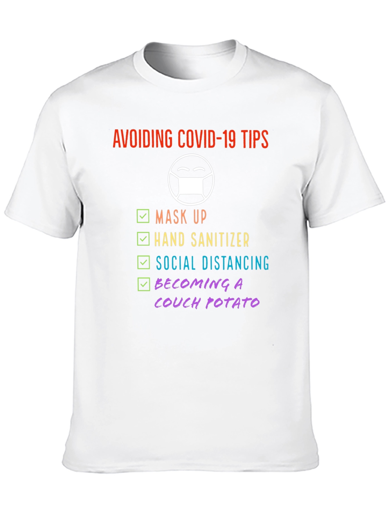 Avoiding Covid-19 Tips Novelty Graphic T-Shirt