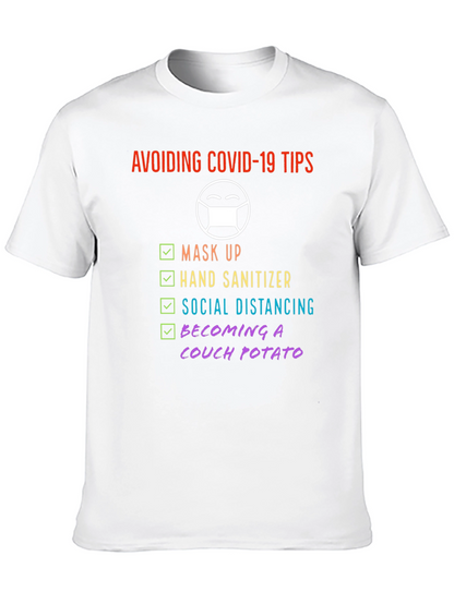 Avoiding Covid-19 Tips Novelty Graphic T-Shirt