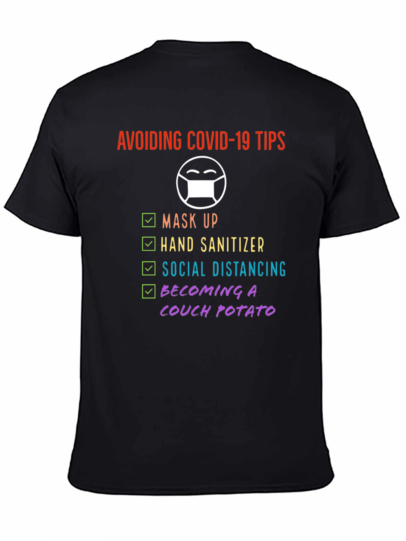 Avoiding Covid-19 Tips Novelty Graphic T-Shirt