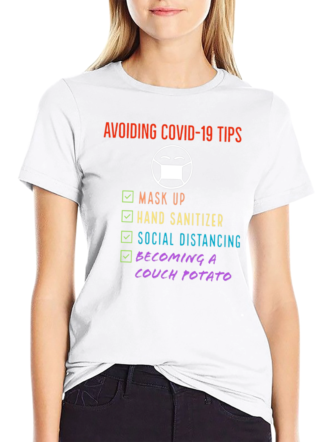 Avoiding Covid-19 Tips Novelty Graphic T-Shirt
