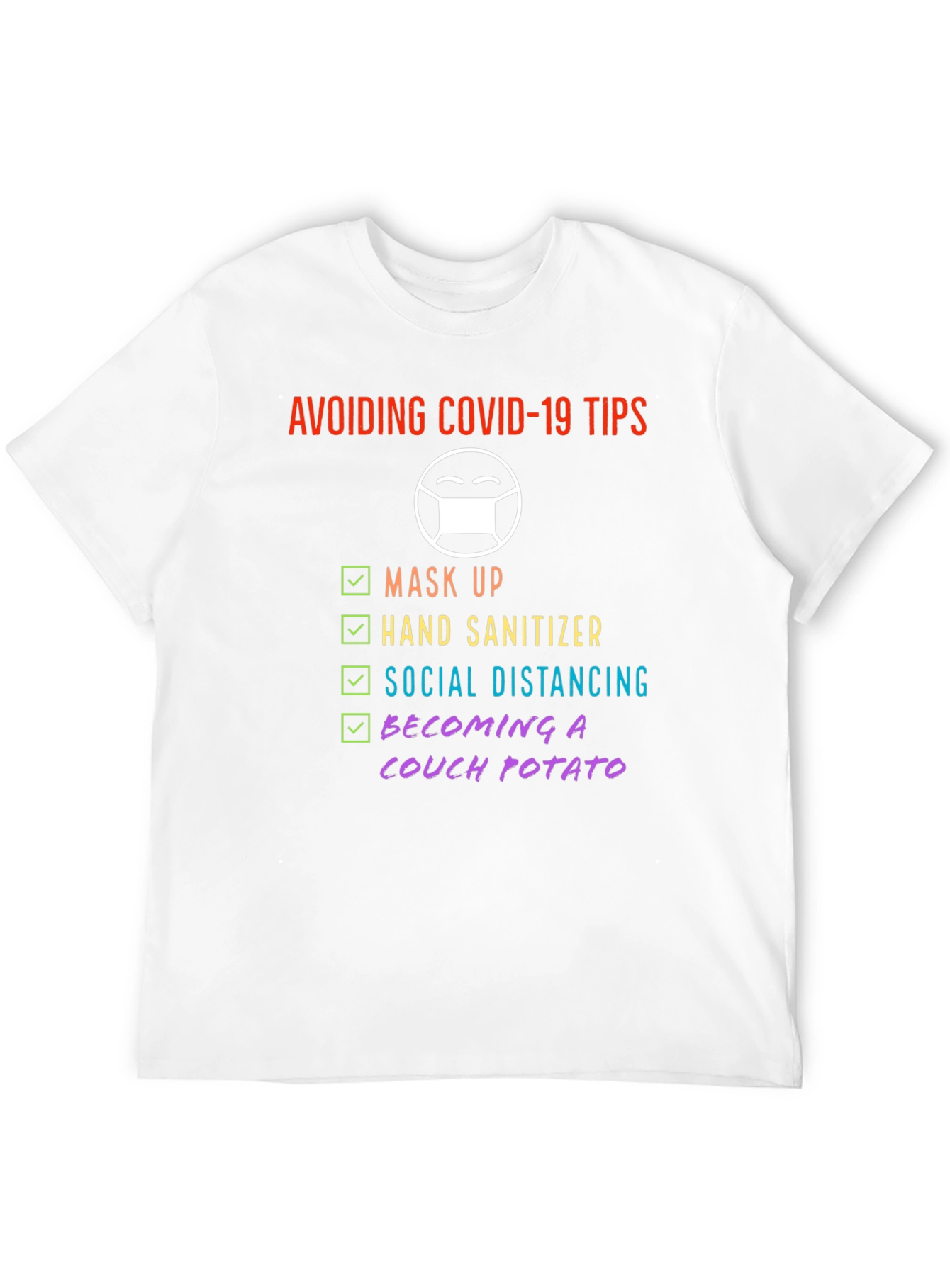 Avoiding Covid-19 Tips Novelty Graphic T-Shirt