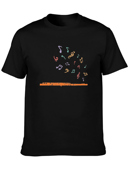 Musical Flute Graphic Tee - Unisex Black T-Shirt