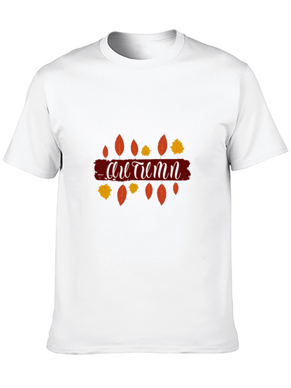 Autumn Leaves Graphic Print Black T-Shirt