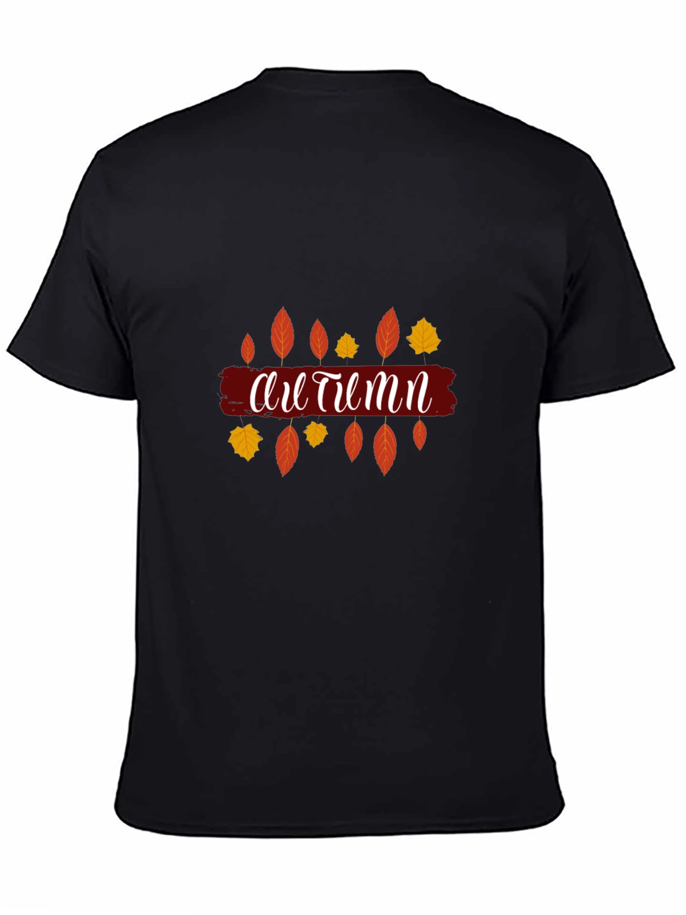 Autumn Leaves Graphic Print Black T-Shirt
