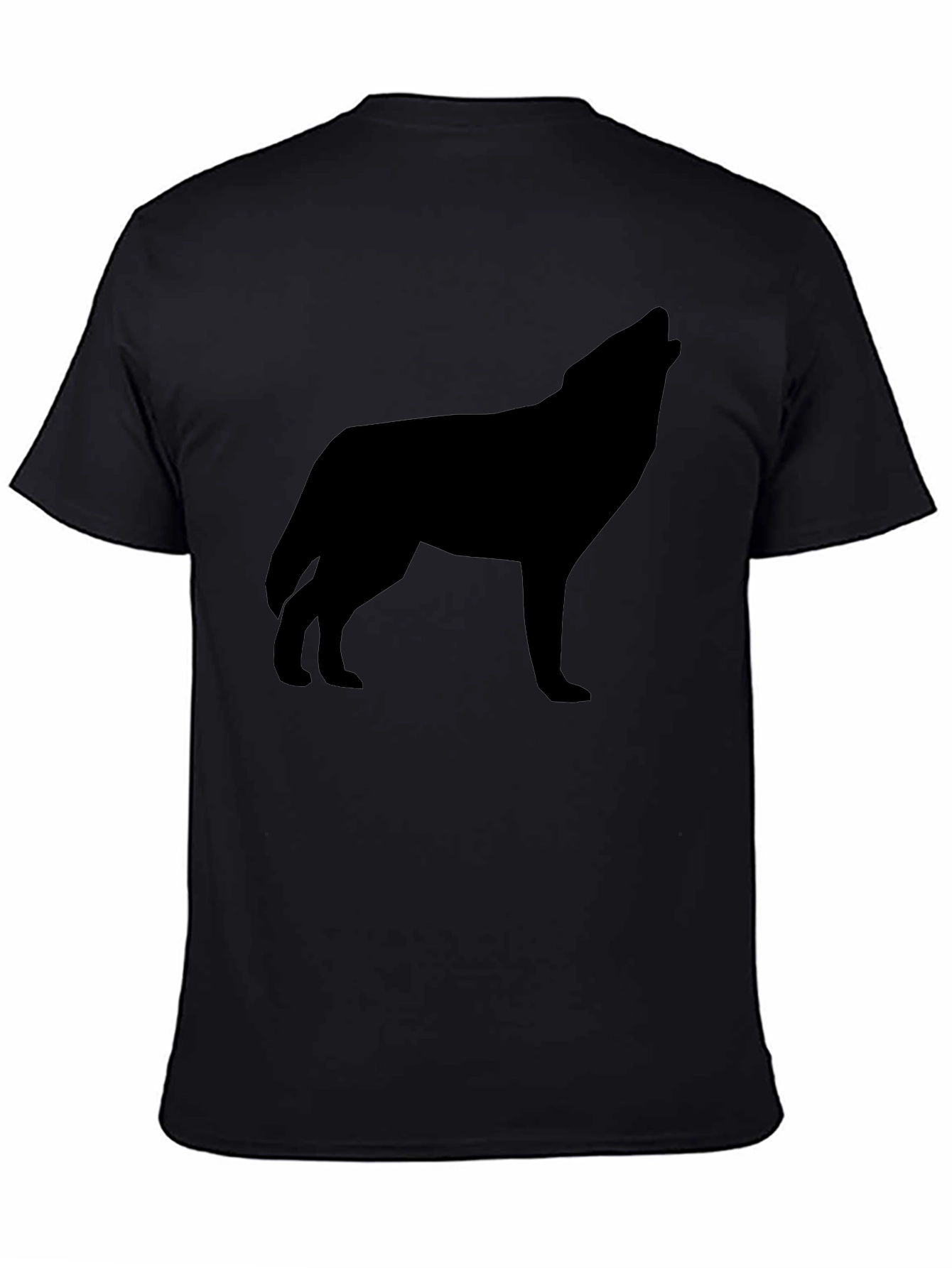 Mens Black Wolf Silhouette Graphic T-Shirt