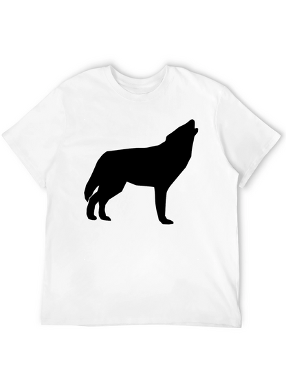 Mens Black Wolf Silhouette Graphic T-Shirt
