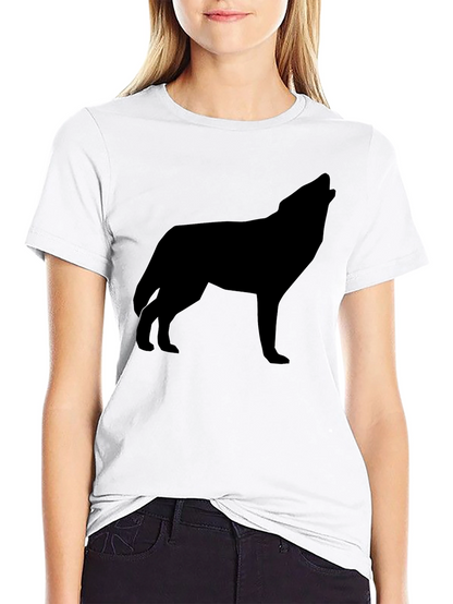 Mens Black Wolf Silhouette Graphic T-Shirt