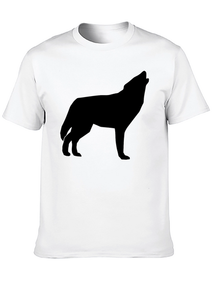 Mens Black Wolf Silhouette Graphic T-Shirt