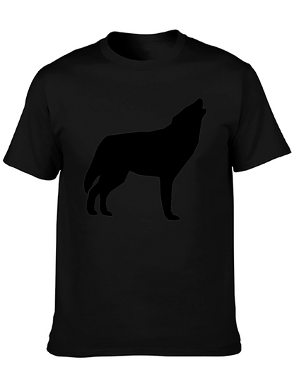 Mens Black Wolf Silhouette Graphic T-Shirt