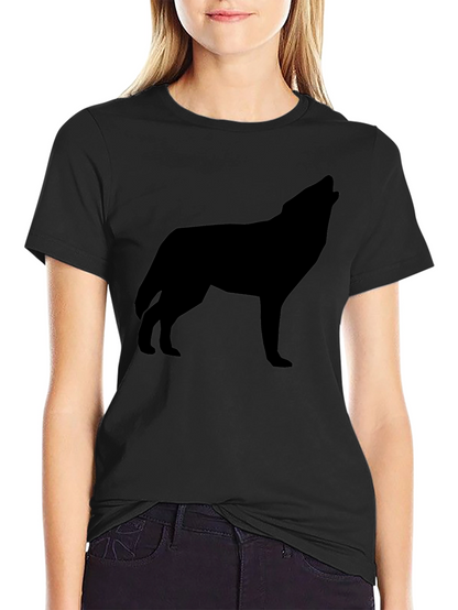 Mens Black Wolf Silhouette Graphic T-Shirt