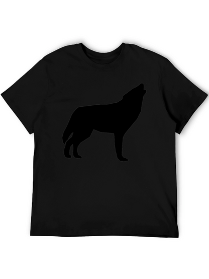 Mens Black Wolf Silhouette Graphic T-Shirt