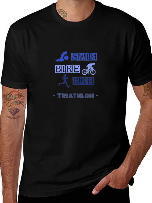 Triathlon T-Shirt: Swim Bike Run Black