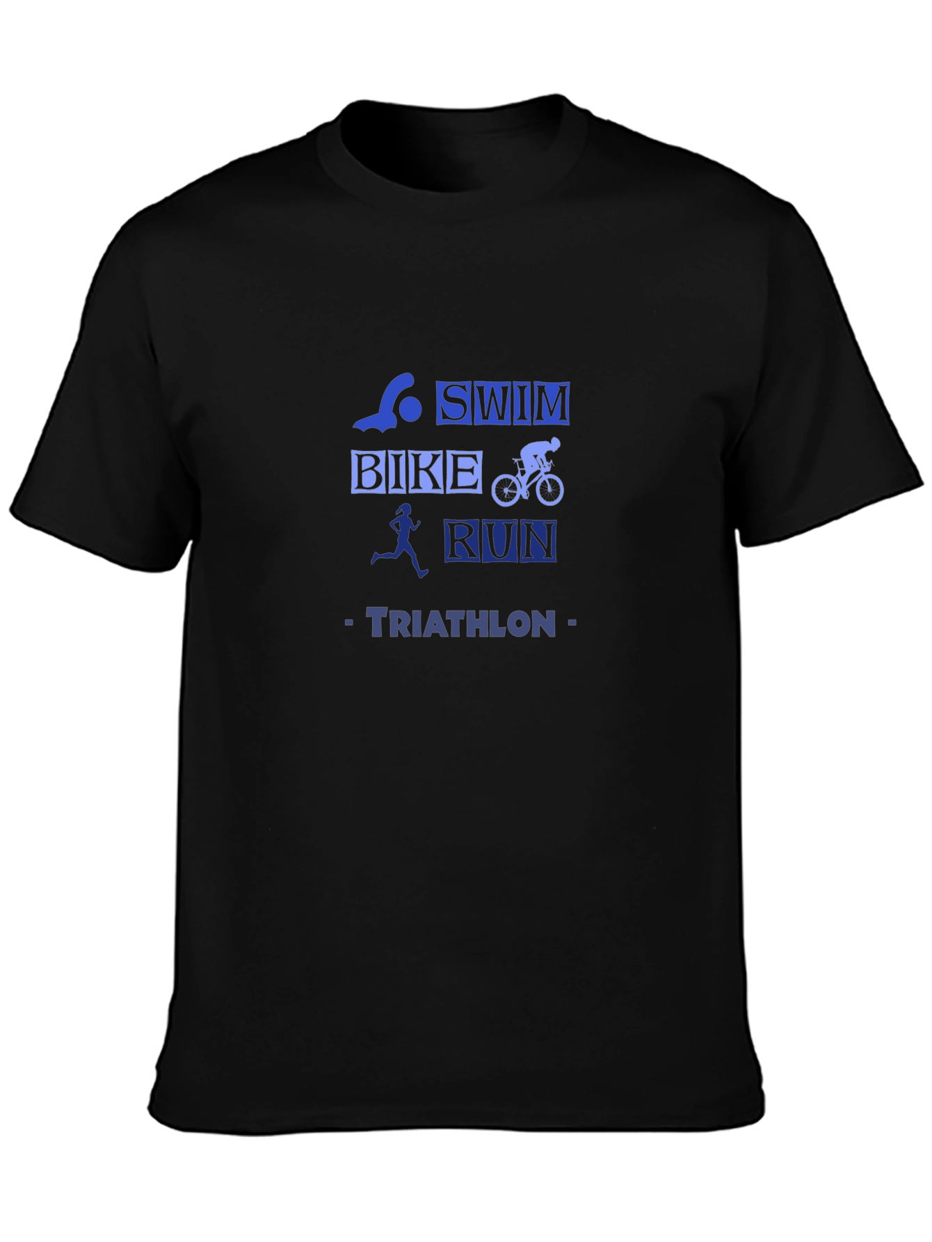 Triathlon T-Shirt: Swim Bike Run Black