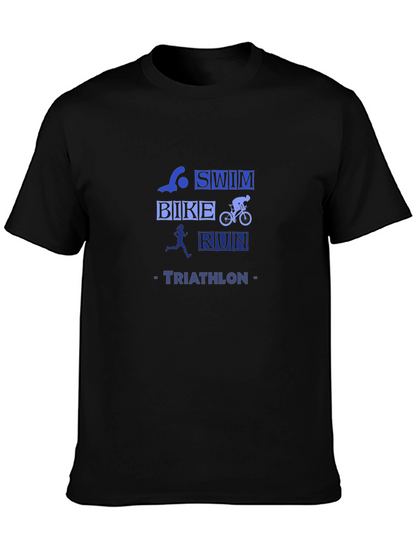 Triathlon T-Shirt: Swim Bike Run Black