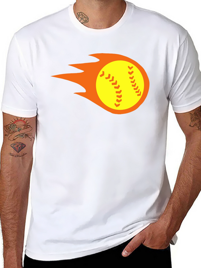 Flaming Softball Graphic Tee - Black T-Shirt