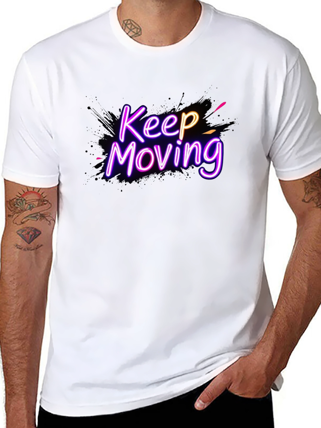 Keep Moving Graphic Tee - Neon Design