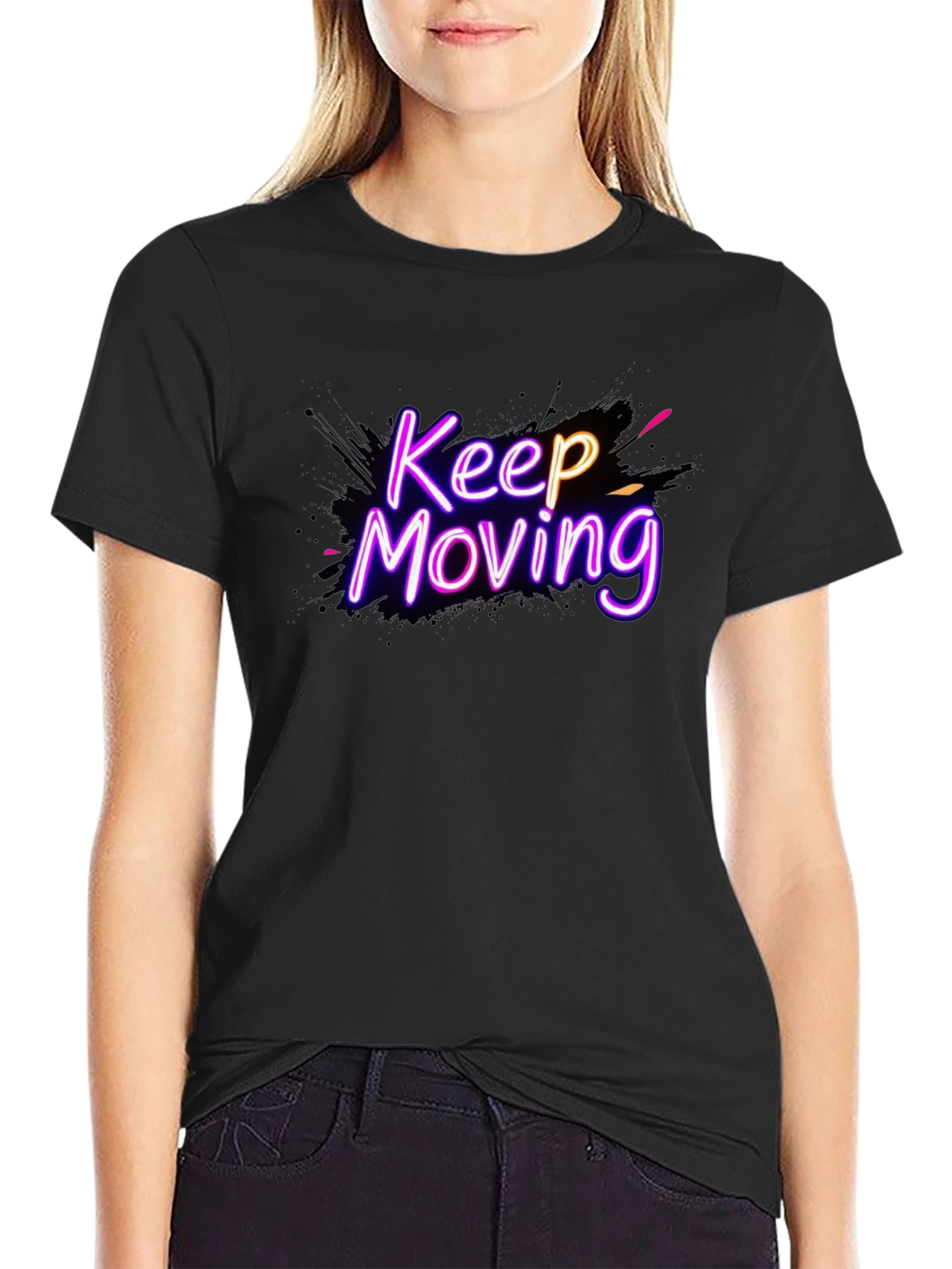 Keep Moving Graphic Tee - Neon Design