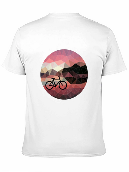 Geometric Bike Sunset Graphic Tee - Black Casual T-Shirt