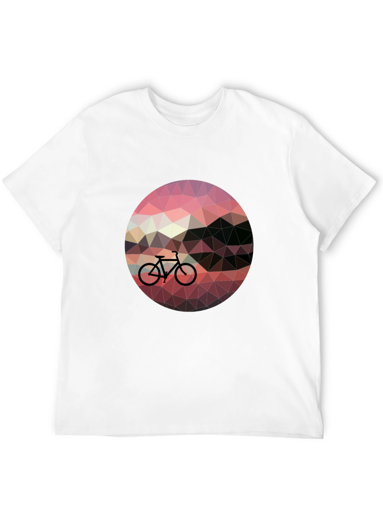 Geometric Bike Sunset Graphic Tee - Black Casual T-Shirt